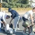 Düzce'de motosiklet sürücüsü yola savruldu