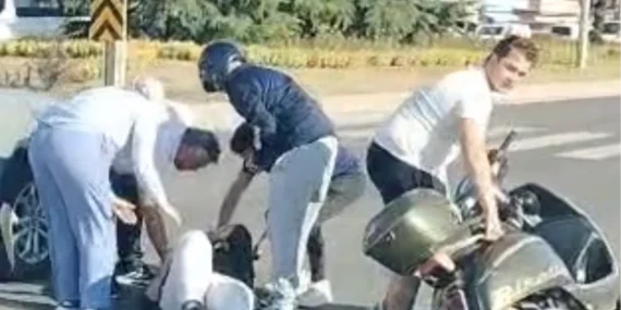 Düzce’de motosiklet sürücüsü yola savruldu